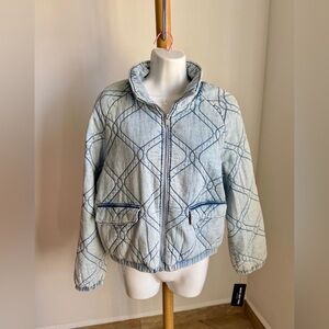 Marc New York Light Blue Quilted Bomber Jacket